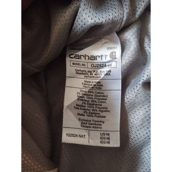 Carhartt Jacket Girls Youth L 12-14 White Canvas Bomber Rugged Flex Full Zip - Picture 3 of 8